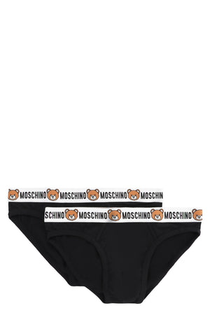Set of two cotton briefs with logoed elastic band-0